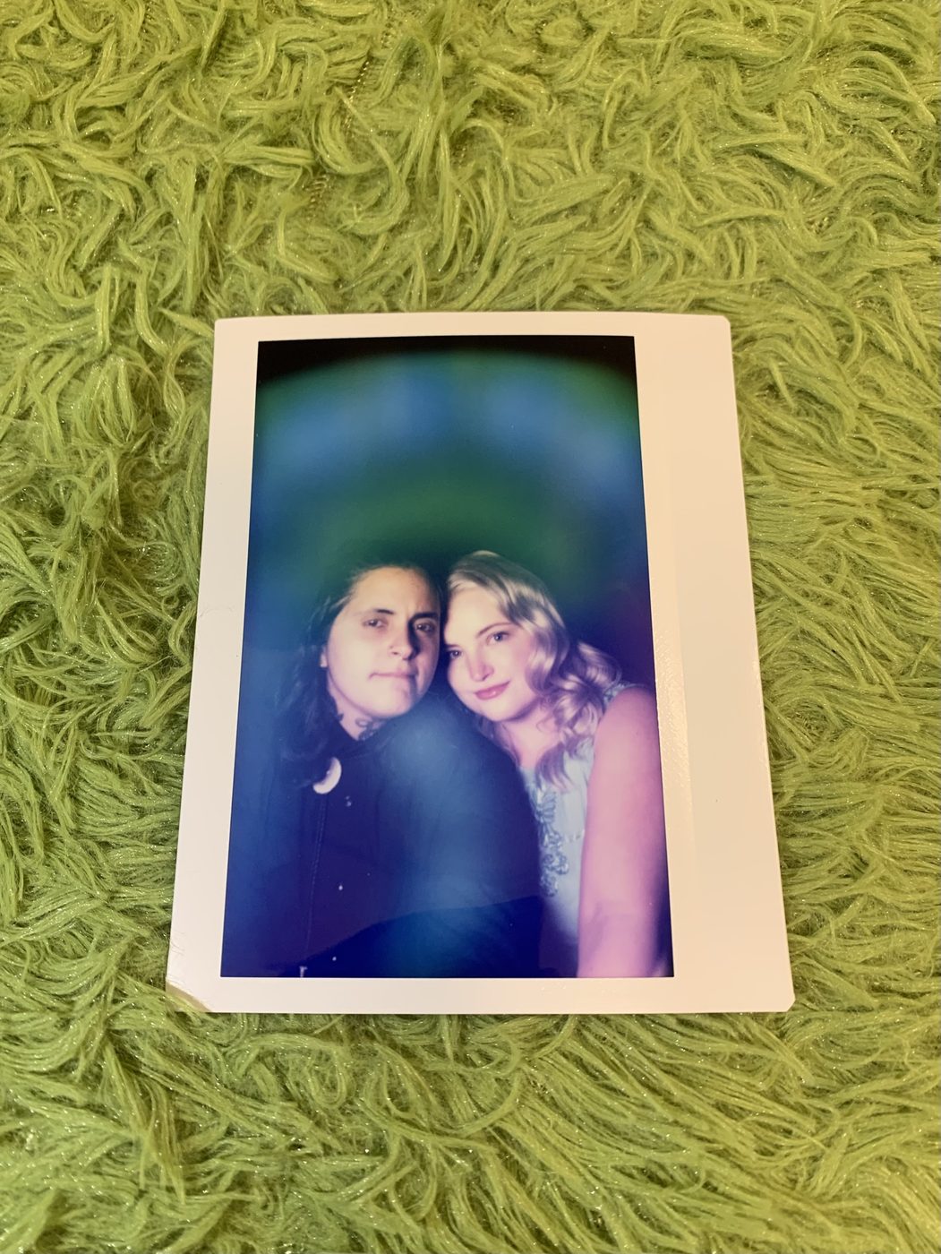 Mado and Pam together in an aura portrait, surrounded by blue and green light.